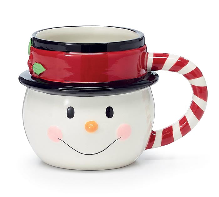 SNOWMAN HEAD SHAPE BLACK HAT MUG