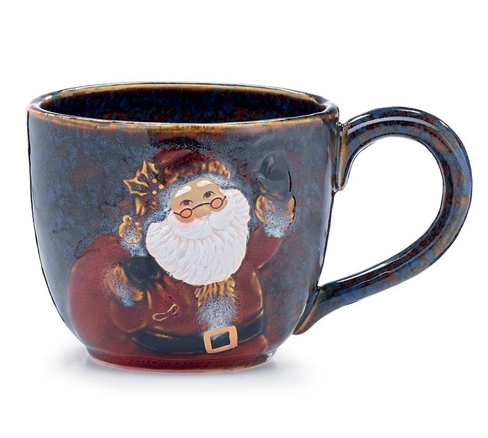 SANTA WITH BAG ON MARBLEIZED SOUP MUG