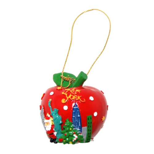 Big Apple Ornament – NYC Landmarks on a Shaped Apple Design