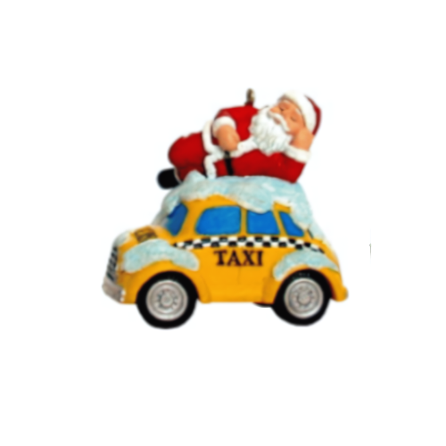 Santa Sleeping on NYC Taxi Ornament – Holiday Fun in the Big Apple