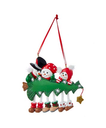 Snowman Family Of 3 With Christmas Tree Ornament For Personalization