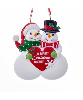"Our 1st Christmas Together" Snow Couple Ornament For Personalization