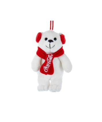 Coca-Cola® Plush Polar Bear With Earmuffs Ornament