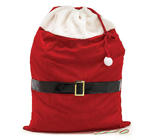 VELVETEEN SANTA DRAWSTRING GIFT BAG
