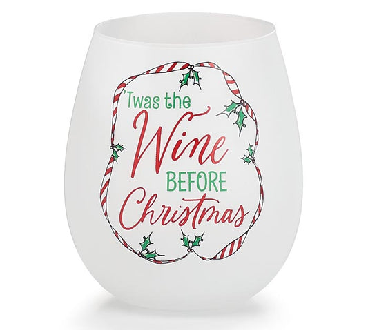 STEMLESS WINE GLASS TWAS THE WINE BEFORE CHRISTMAS
