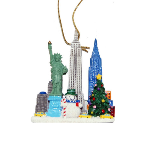 NYC Winter Wonderland Ornament – Snowman and Famous Landmarks