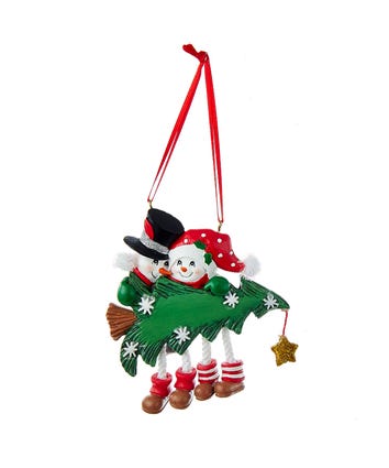 Snowman Family Of 2 With Christmas Tree Ornament For Personalization