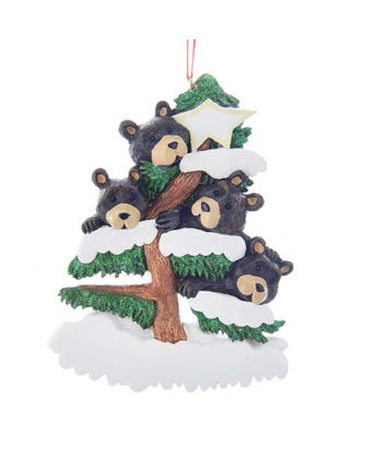 Bear Family Of 4 On Tree Ornament For Personalization