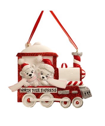 North Pole Express Bear Family Of 2 Ornament For Personalization