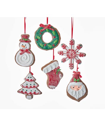 Gingerbread Christmas Cookie Ornaments, 6 Assorted