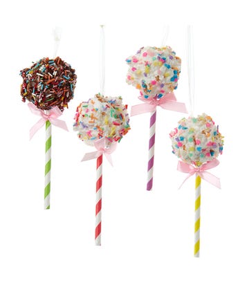 Popcorn Lollipop Ornaments, 4 Assorted
