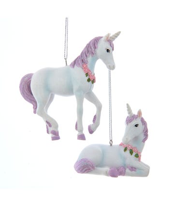 Soft Purple Unicorn Ornaments, 2 Assorted