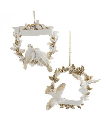 Platinum Dove Wreath Ornament For Personalization