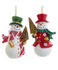 Snowman With Gold Tree Ornaments, 2 Assorted