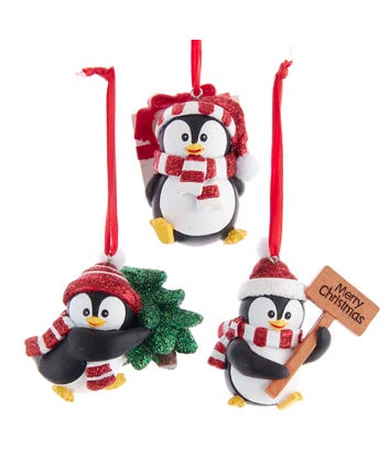 Penguin With Hat and Scarf Ornaments, 3 Assorted