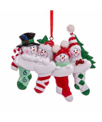 Snowman Stocking Family Of 4 Ornament For Personalization