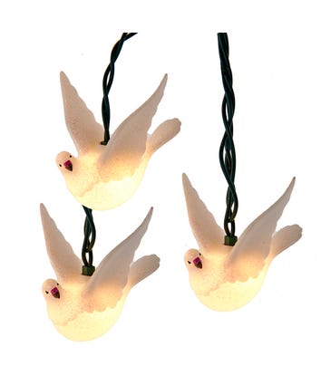 12' UL 10-Light Glittered Dove Light Set